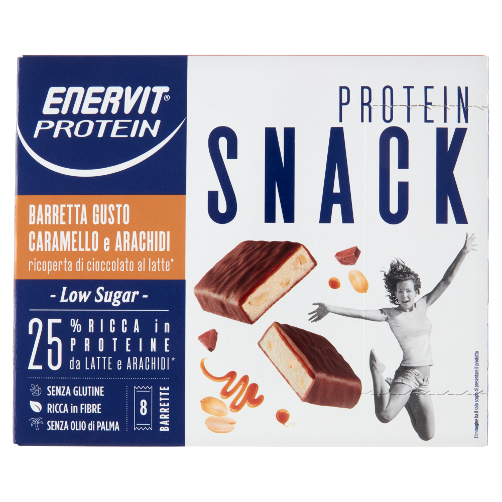 Enervit Protein Low Sugar Protein Snack Barretta Gusto Caramello e Arachidi 8 x 31 g