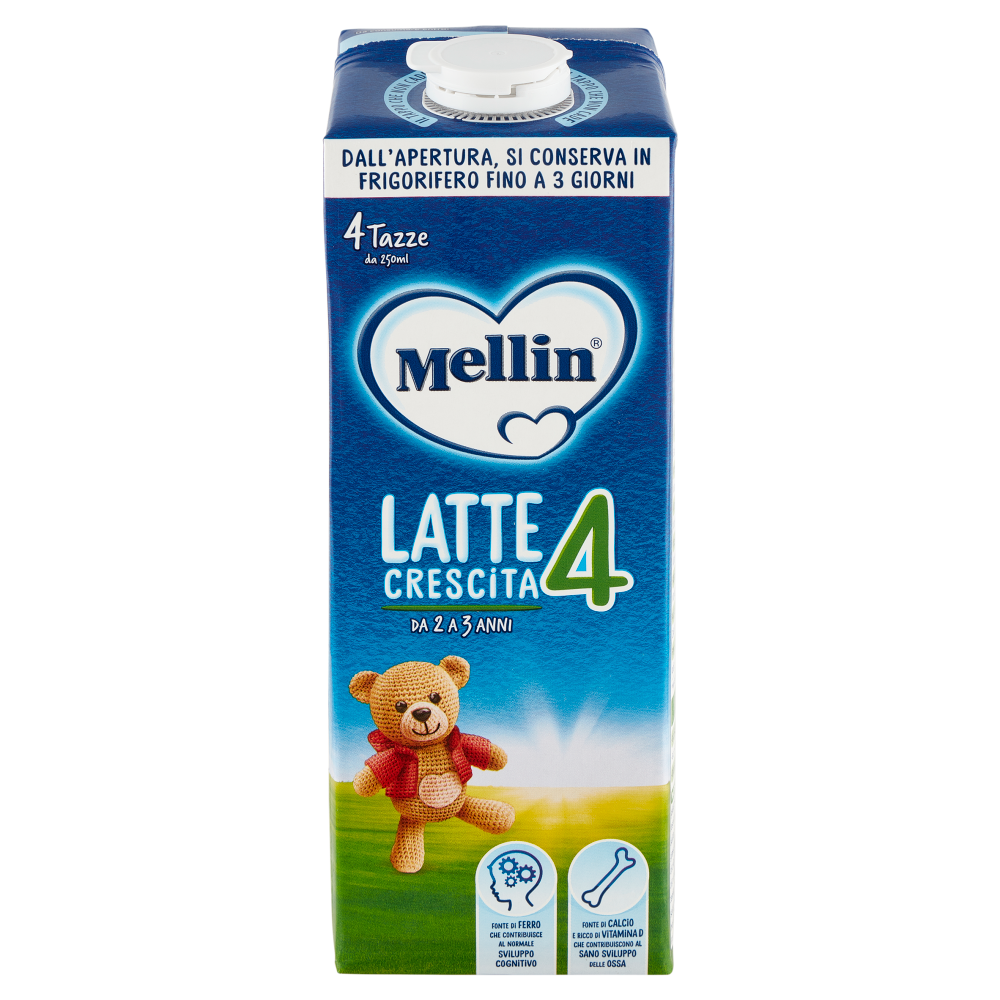 MELLIN 4 - Latte di Crescita Liquido, dal 24&deg; mese compiuto al 36&deg;, Fonte di Ferro, 1L