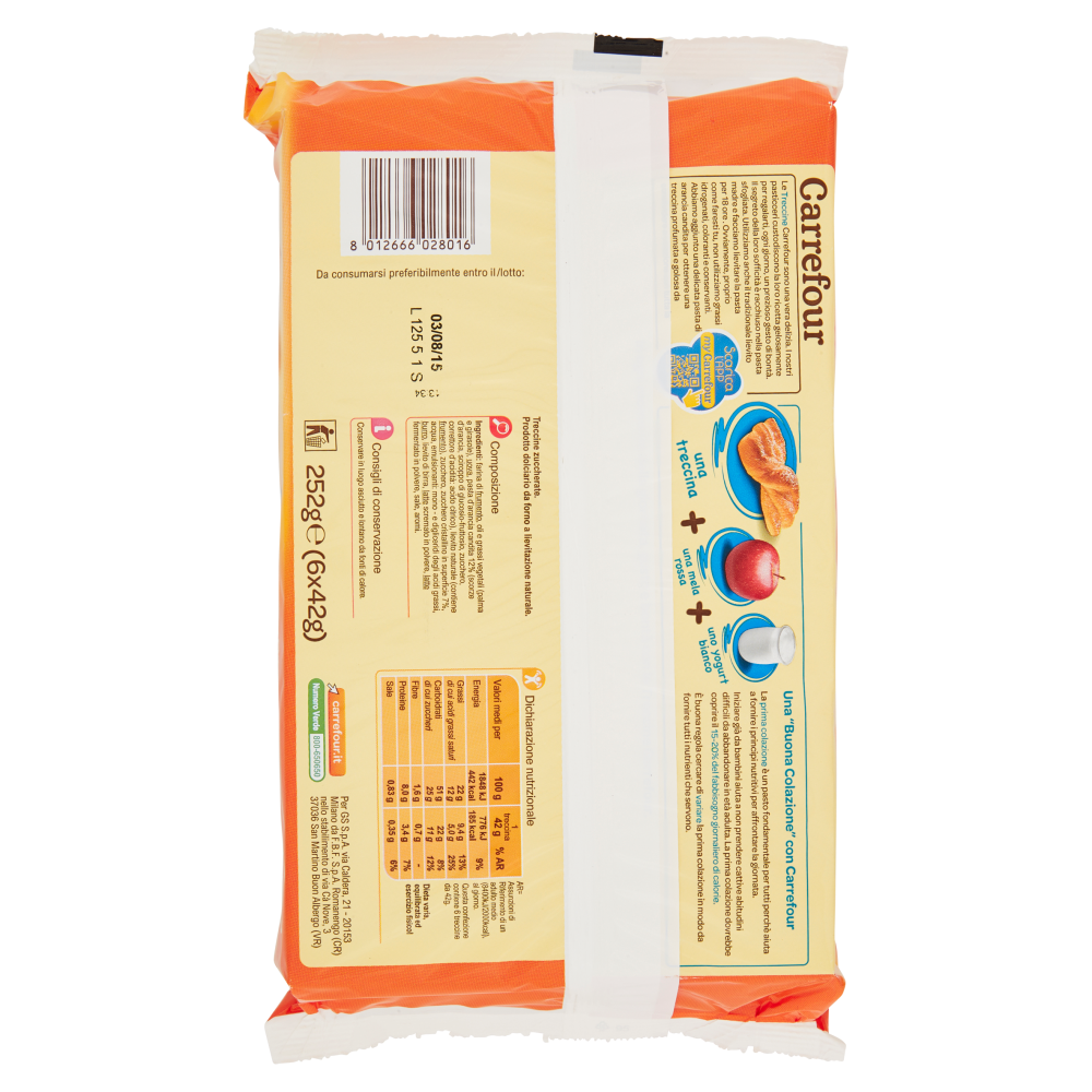 Carrefour Treccine con zucchero cristallino 6 x 42 g