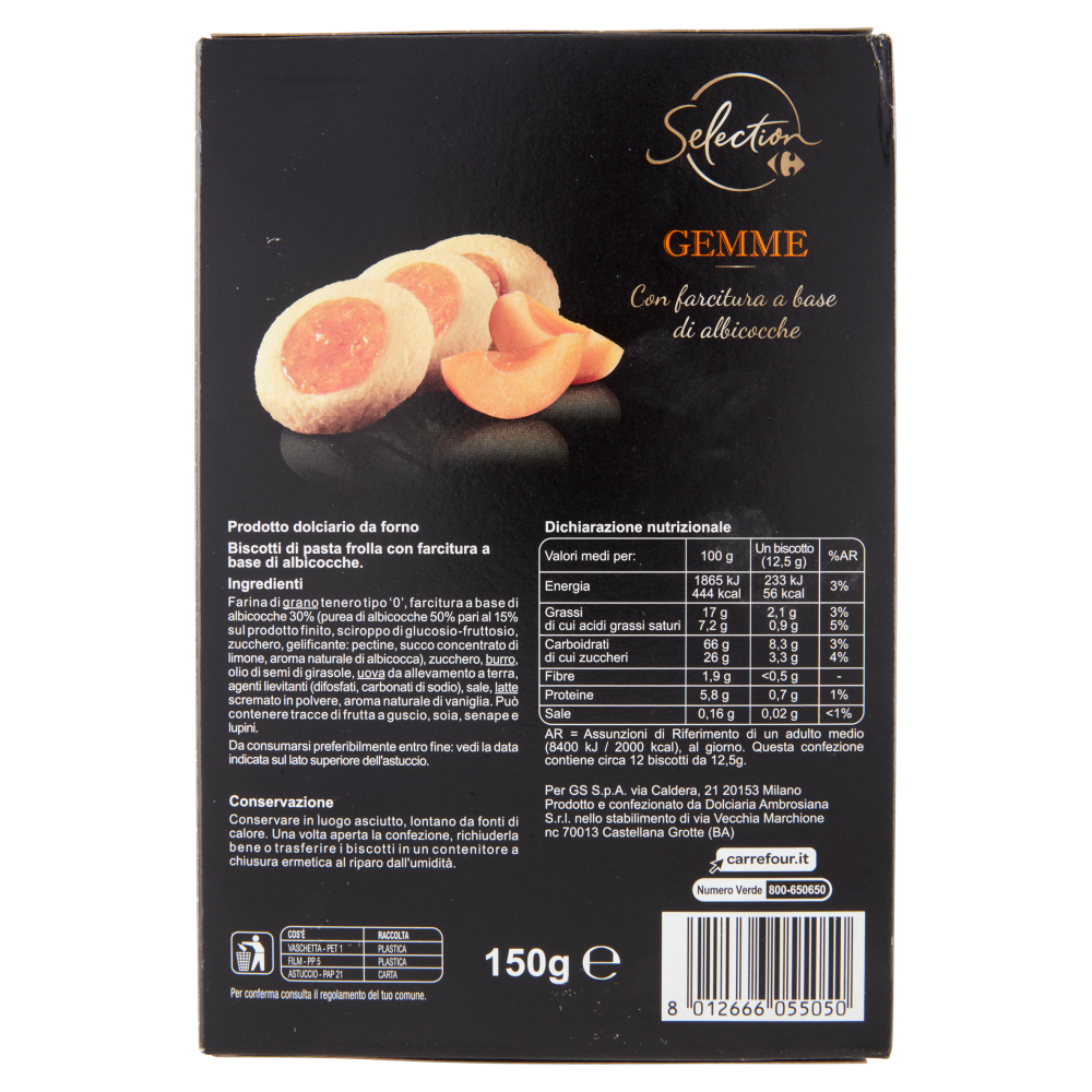 Carrefour Selection Gemme con farcitura a base di albicocche 150 g