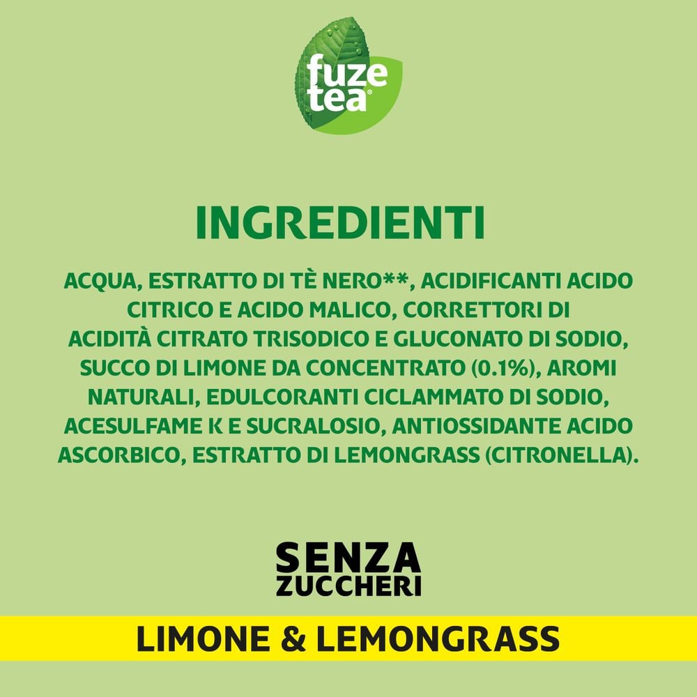Fuze Tea Limone E Lemongrass Zero 400ml
