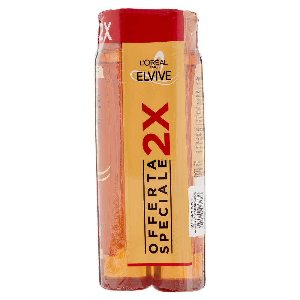 L'Or&eacute;al Paris Shampoo Elvive Olio Straordinario, Azione Nutriente Capelli Secchi, Confezione da 2