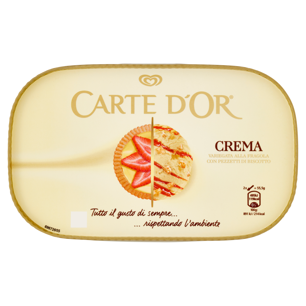 Carte d'Or Crema Variegata alla Fragola con Pezzetti di Biscotto 500 g