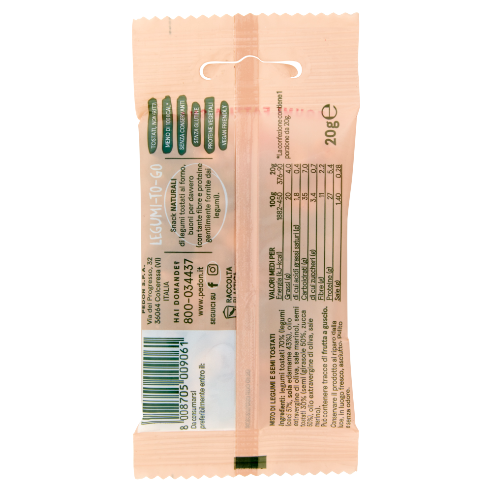 pedon I Legumi Fatti a Snack Ceci, Edamame con Semi di Zucca & Girasole 20 g