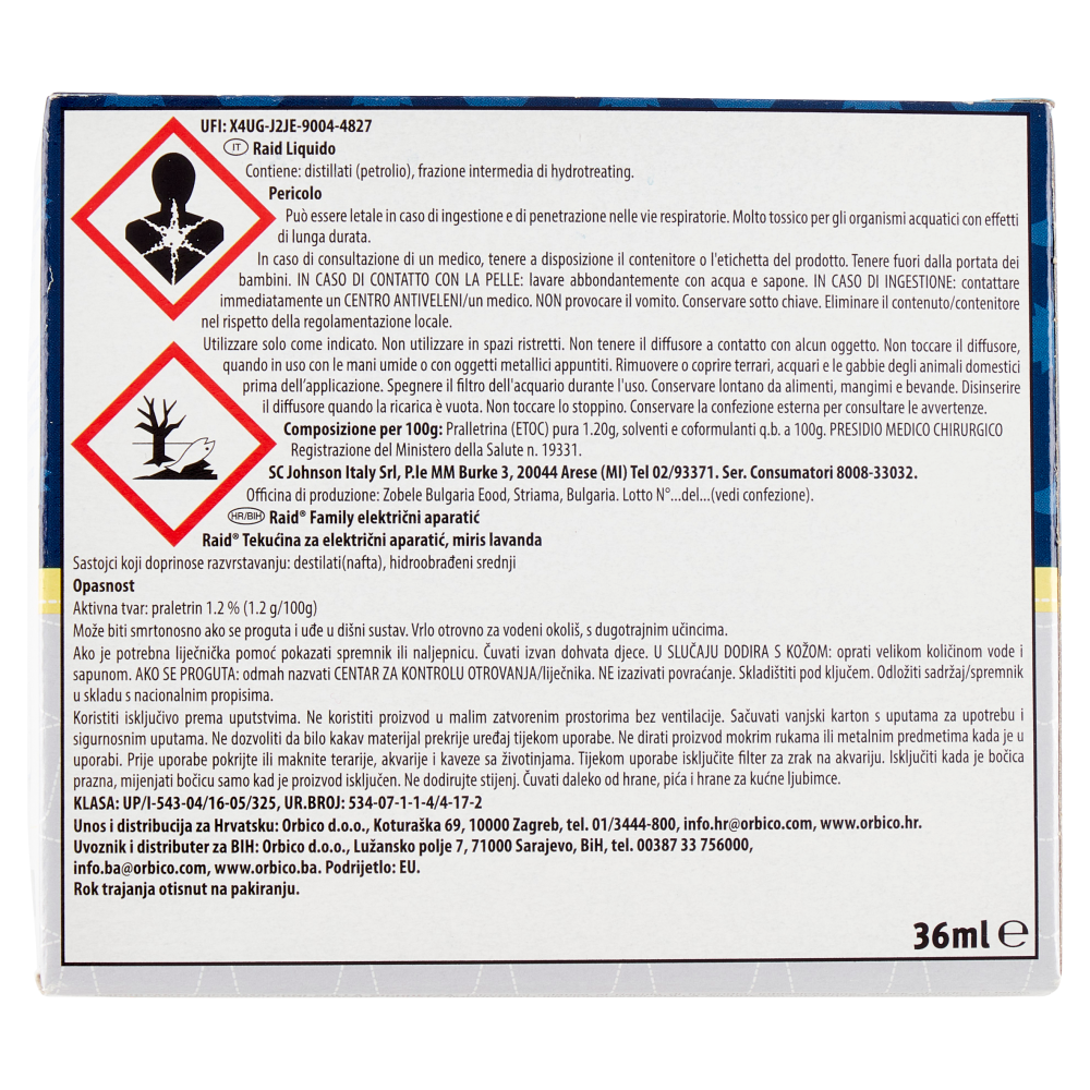 Raid Liquido Family Base e Ricarica, 60 Notti, Lavanda 36 ml