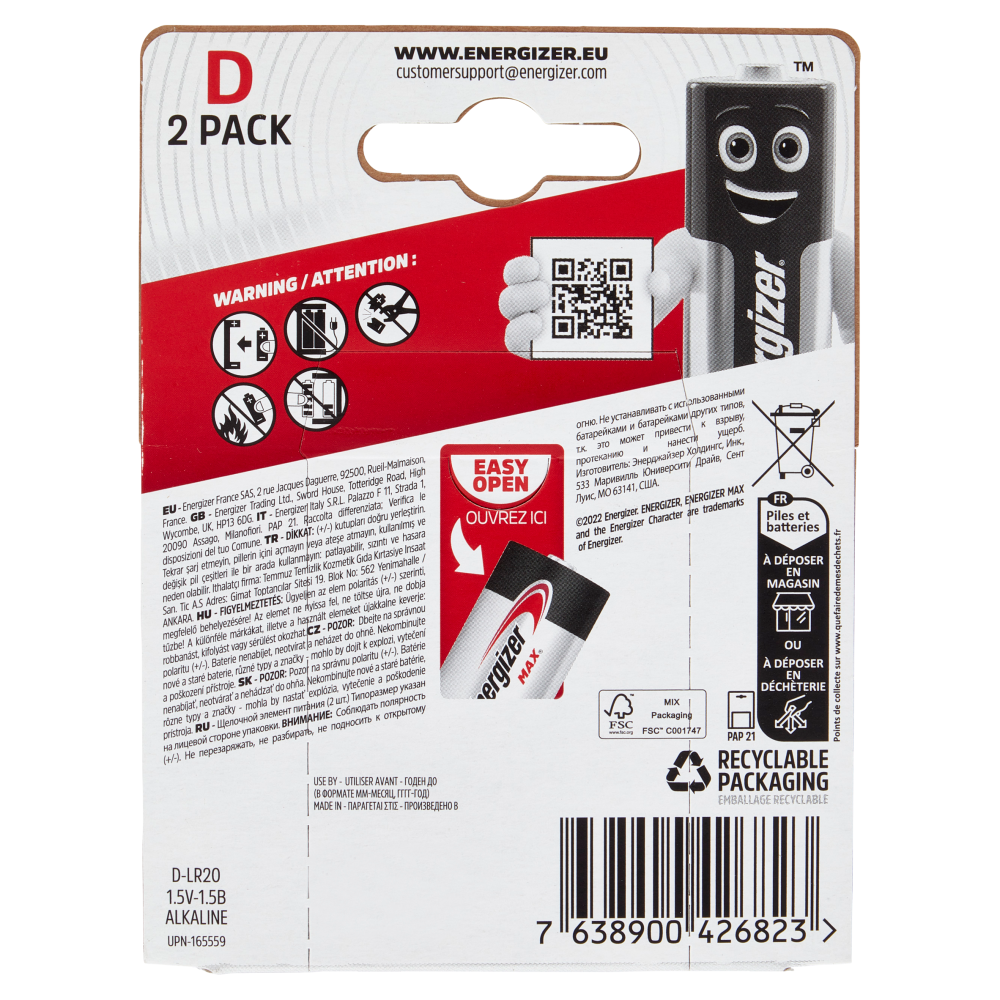 Energizer Max Alkaline D 2 pz