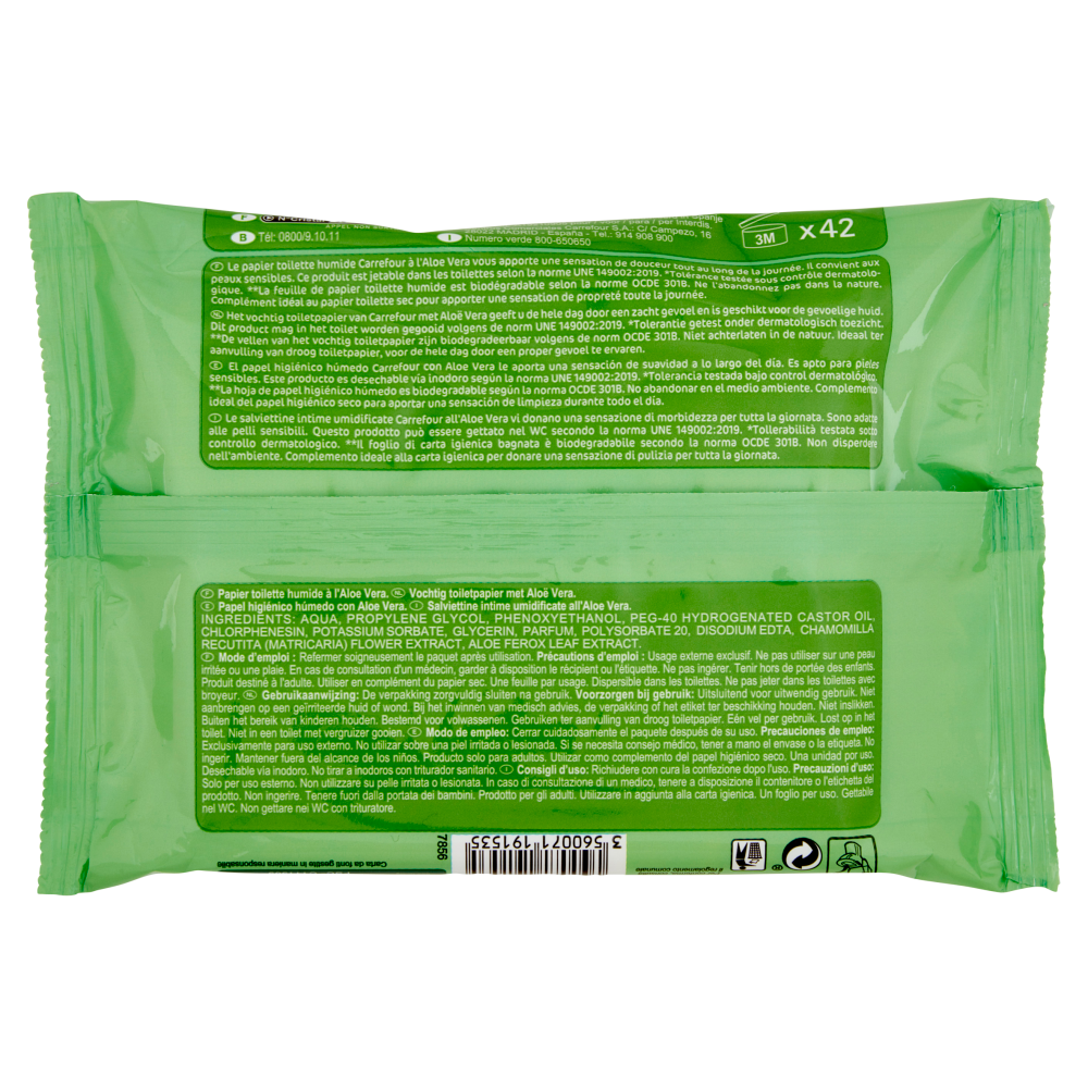 Carrefour Aloe Vera Salviettine Intime Umidificate 42 pz
