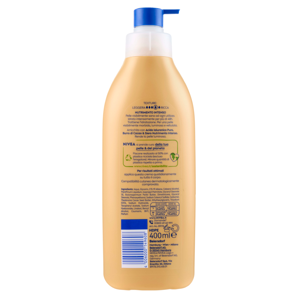 Nivea Crema Corpo Burro di Cacao Nutriente Pelle secca 400 ml
