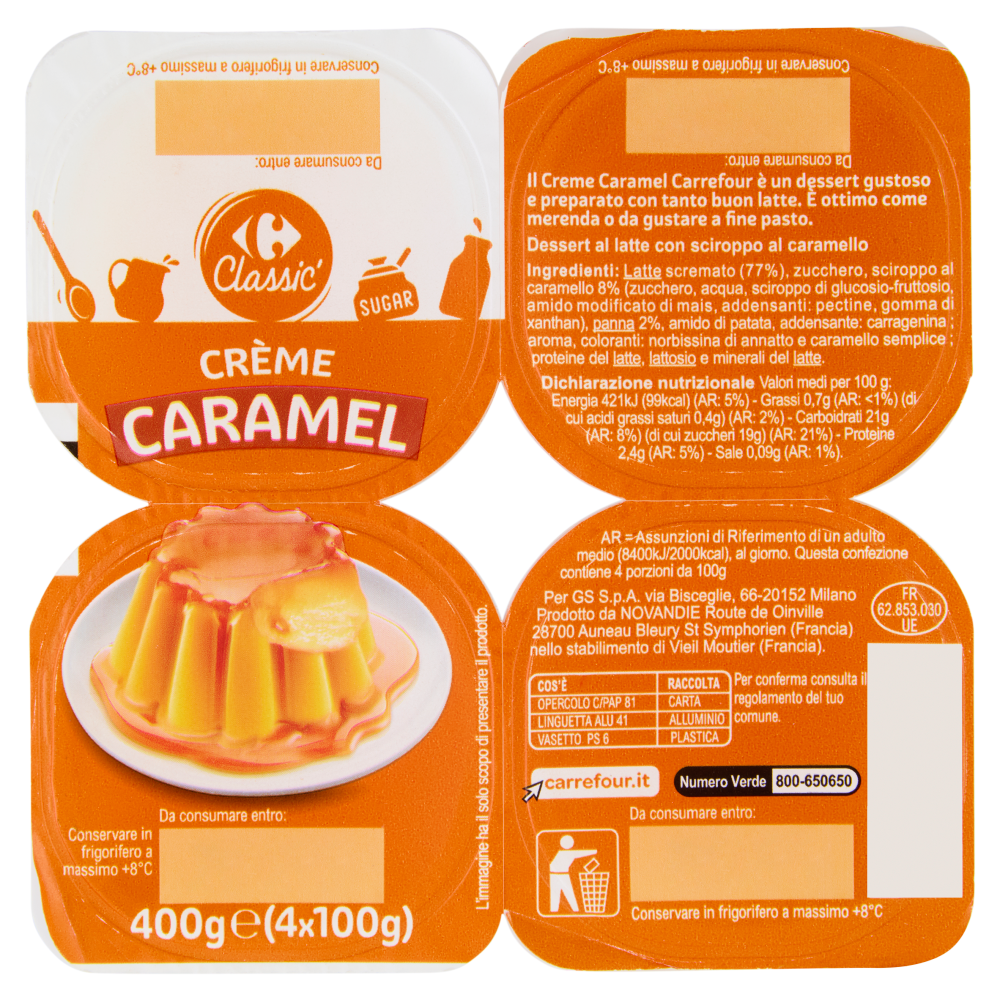 Carrefour Dessert al Crème Caramel 4 x 100 g Carrefour