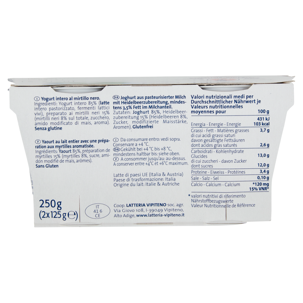 Sterzing Vipiteno Yogurt intero Mirtillo 2 x 125 g