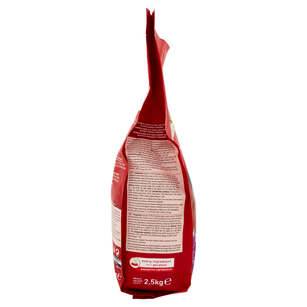 PURINA ONE Medium / Maxi Delicate Ricco in Salmone e Riso 2,5 kg