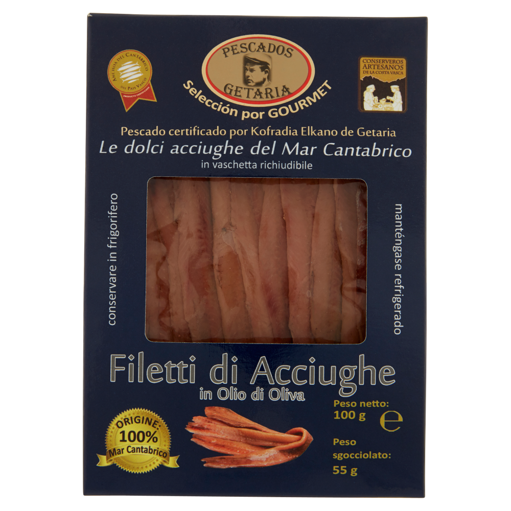 Pescados Getaria Filetti di Acciughe in Olio di Oliva 100 g