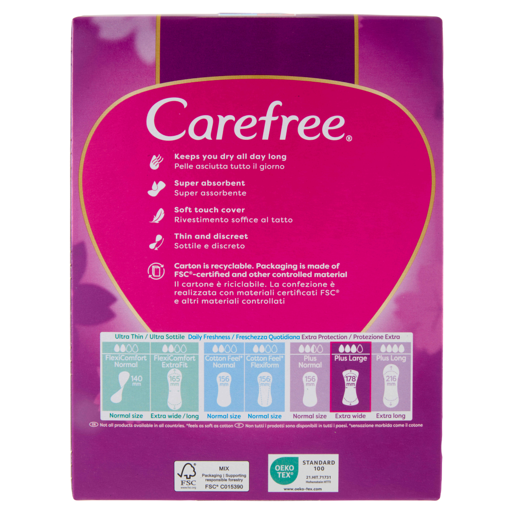 Carefree Plus Large Senza Profumo Salvaslip 48 pz