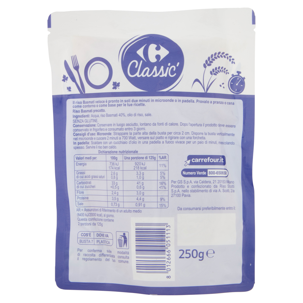 Carrefour Classic Riso Basmati 250 g