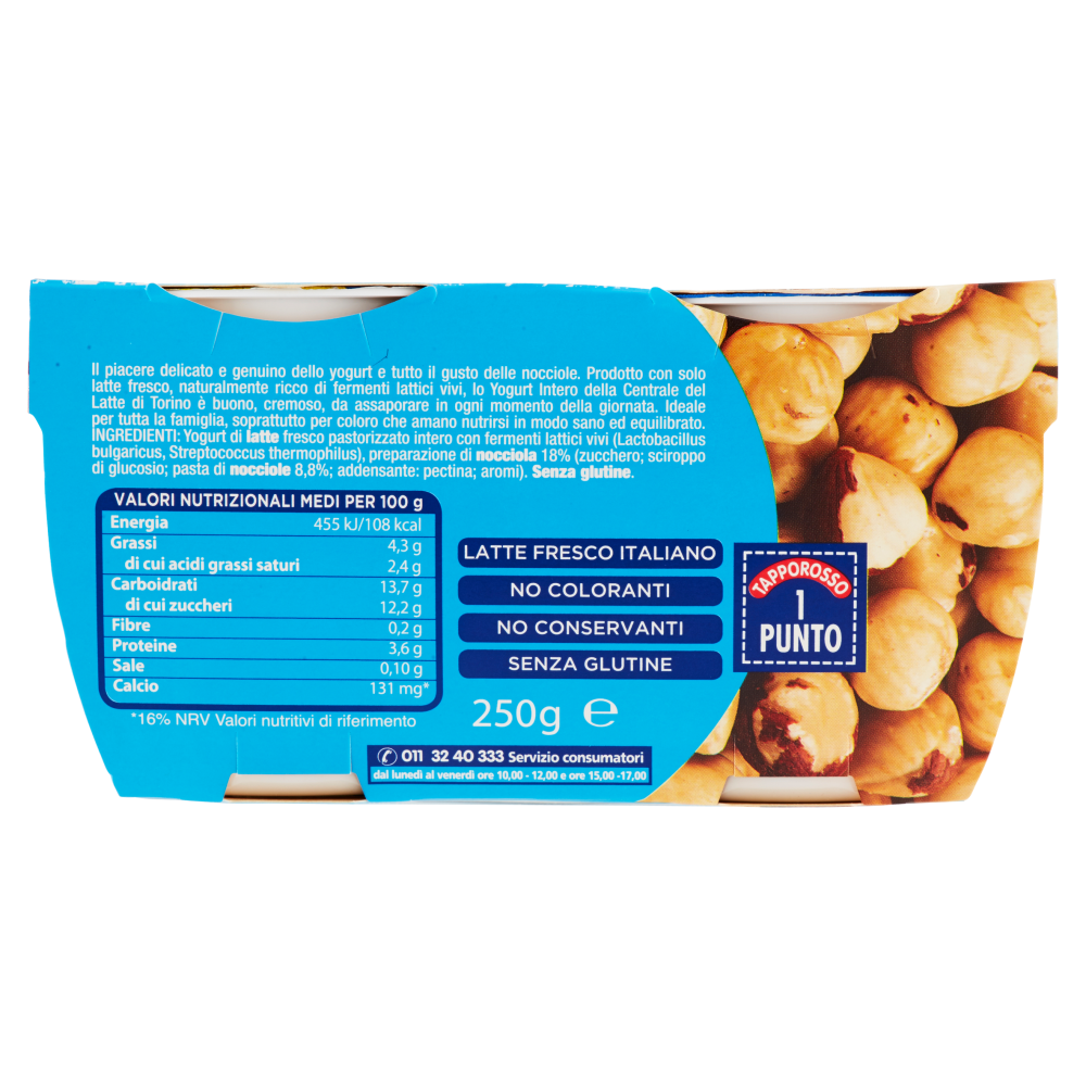 Centrale del Latte di Torino Tapporosso Yogurt Intero Nocciola 2 x 125 g