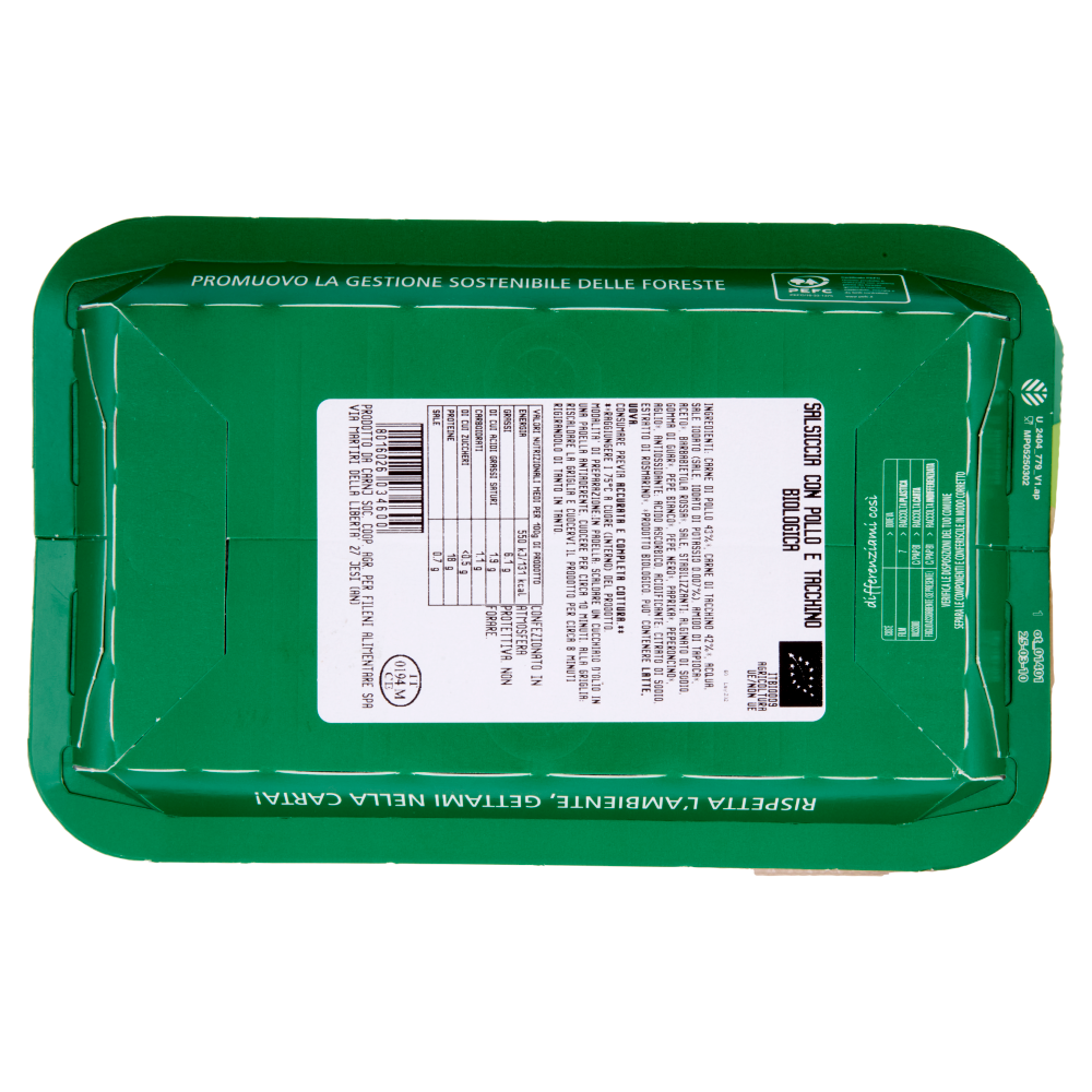 Fileni Bio Salsiccia con Pollo e Tacchino Biologica 0,300 kg