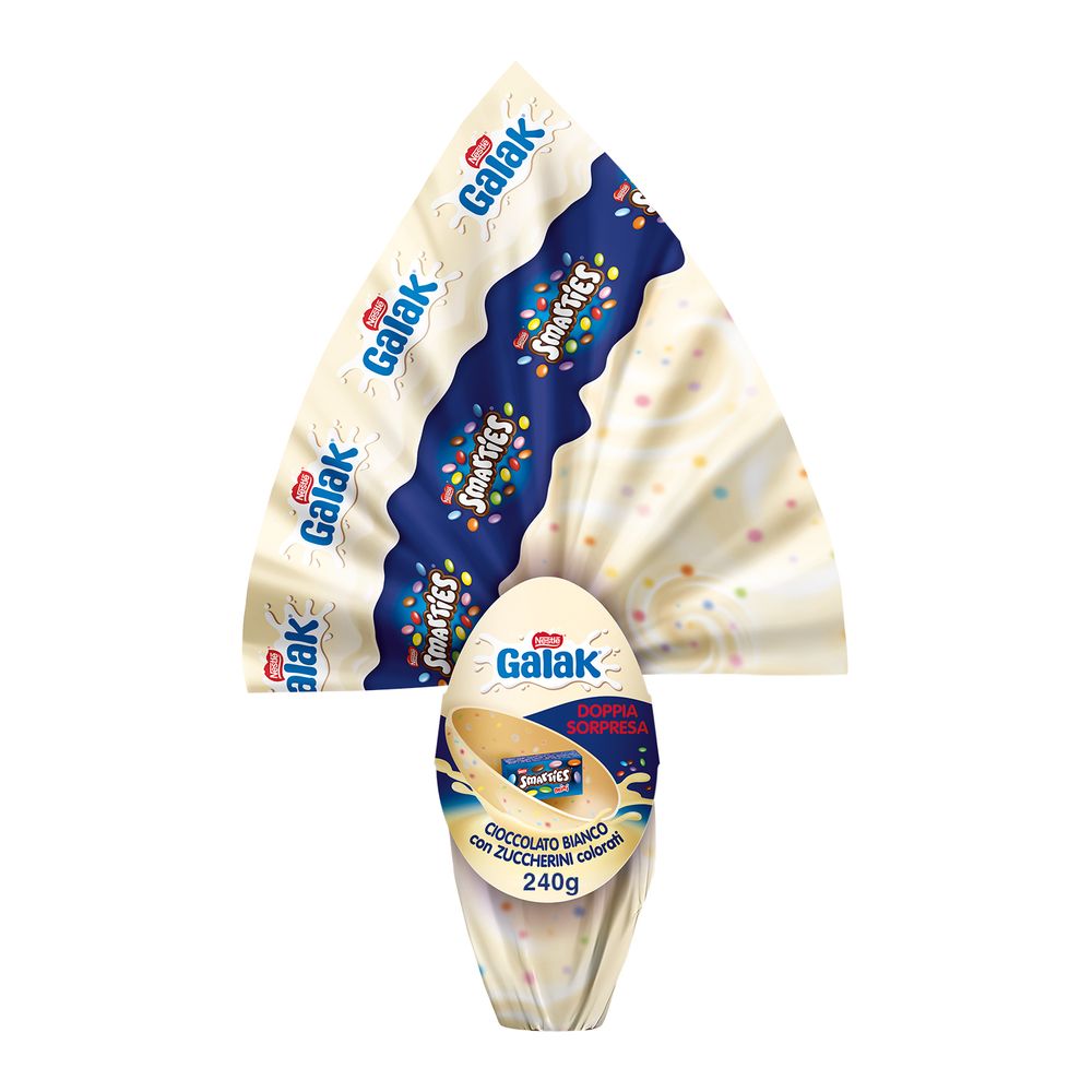 Uovo di Pasqua Cioccolato Bianco con Sorpresa e Mini SMARTIES 240g