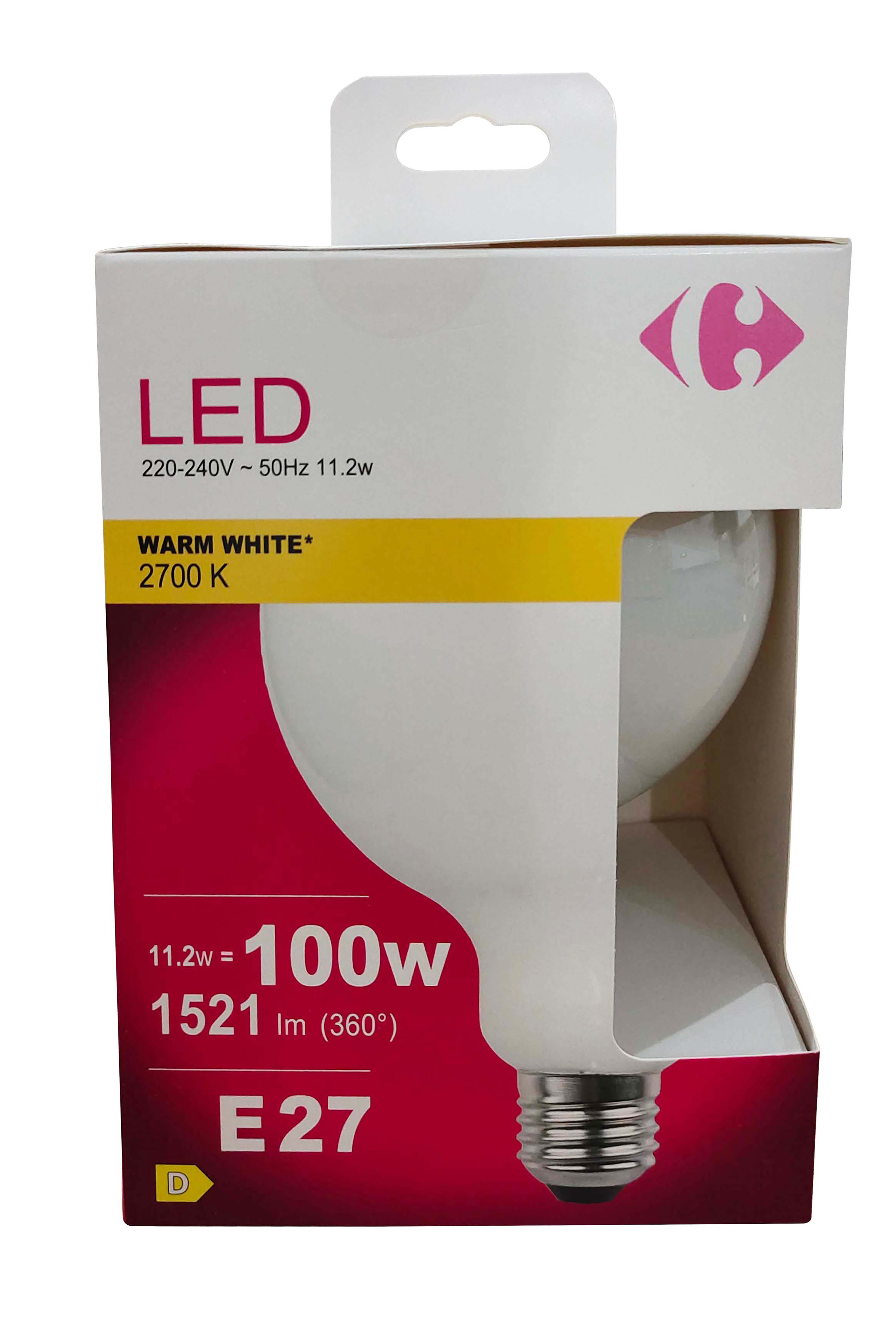 Carrefour Led Globo smerigliata 100W, attacco E27, luce calda