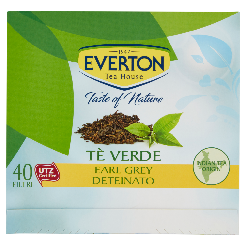 Everton Taste of Nature Tè Verde Earl Grey Deteinato 40 x 1,4 g