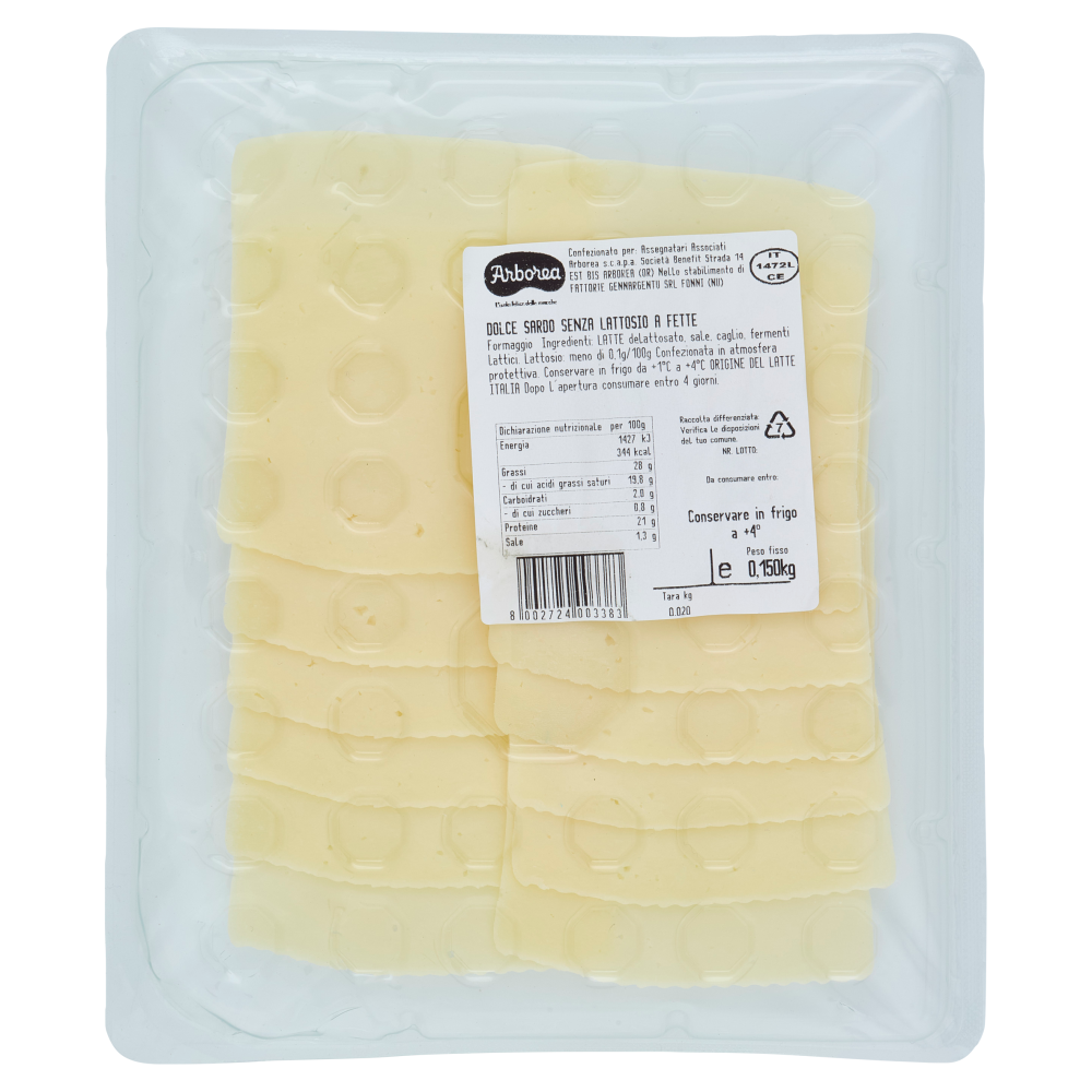 Arborea Ad Dolcesardo Formaggio da Tavola Senza Lattosio 0,150 kg