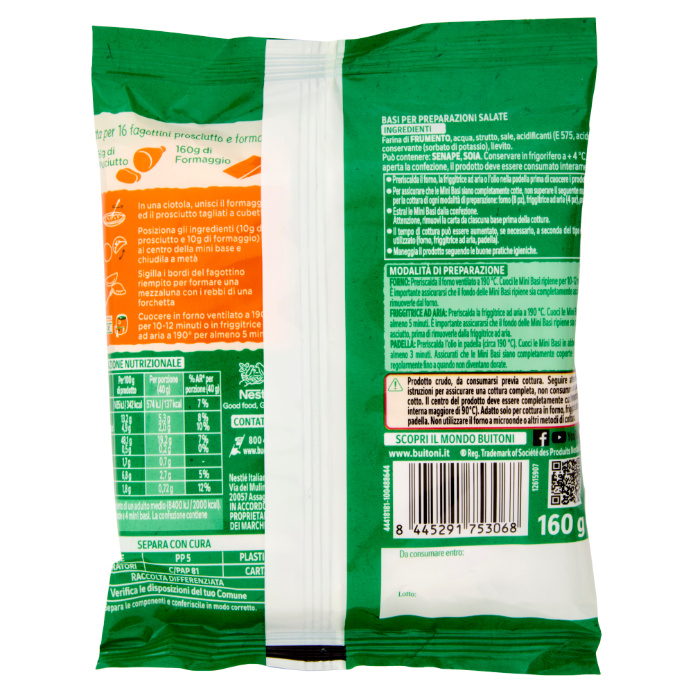BUITONI Mini Basi Sottili e Croccanti ideali per Friggitrice ad Aria 160gg