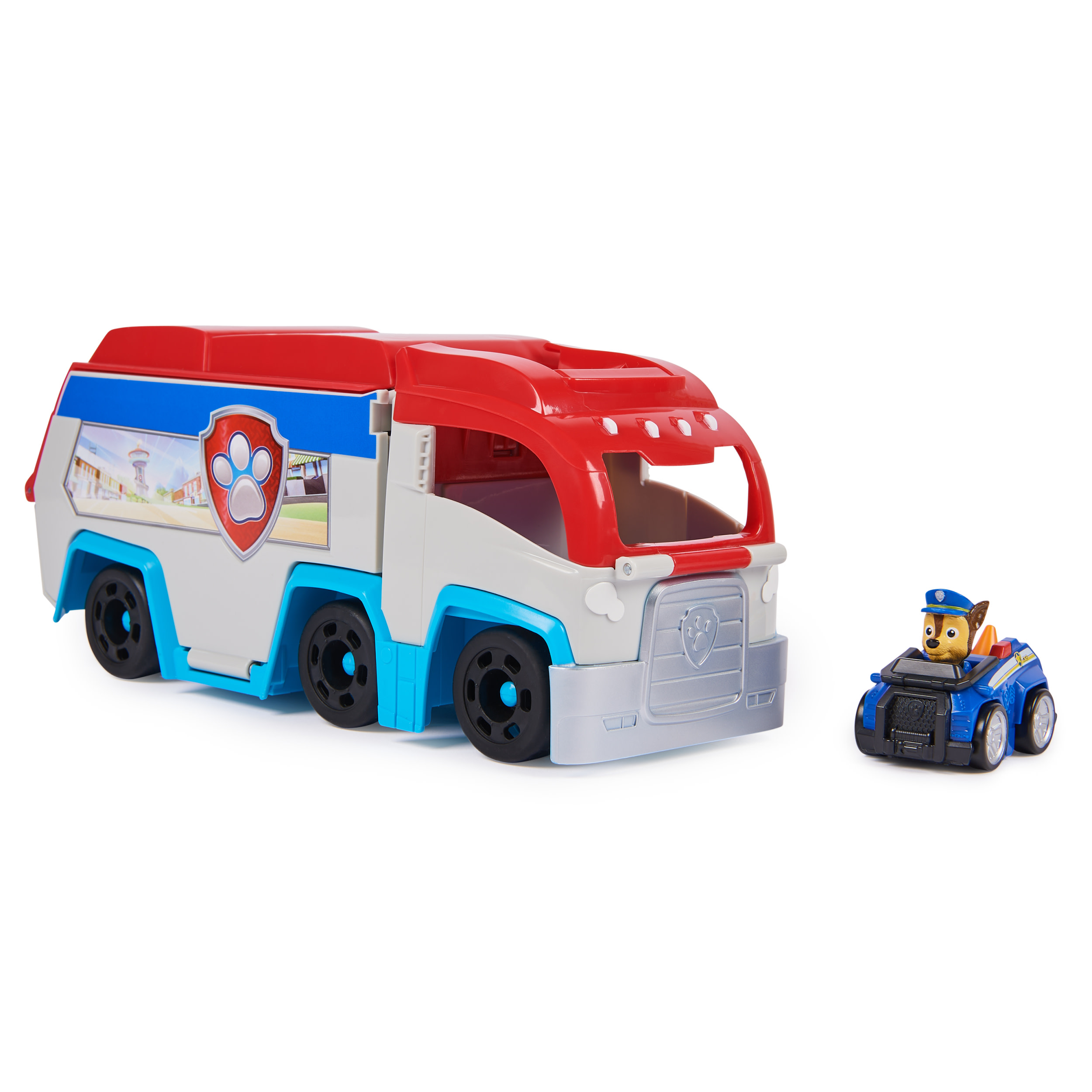 PAW Patrol , Pup Squad Patroller, Veicolo di Squadra, Veicolo Giocattolo con Auto Collezionabile di Chase, Giocattoli per Bambini e Bambine, 3+ Anni