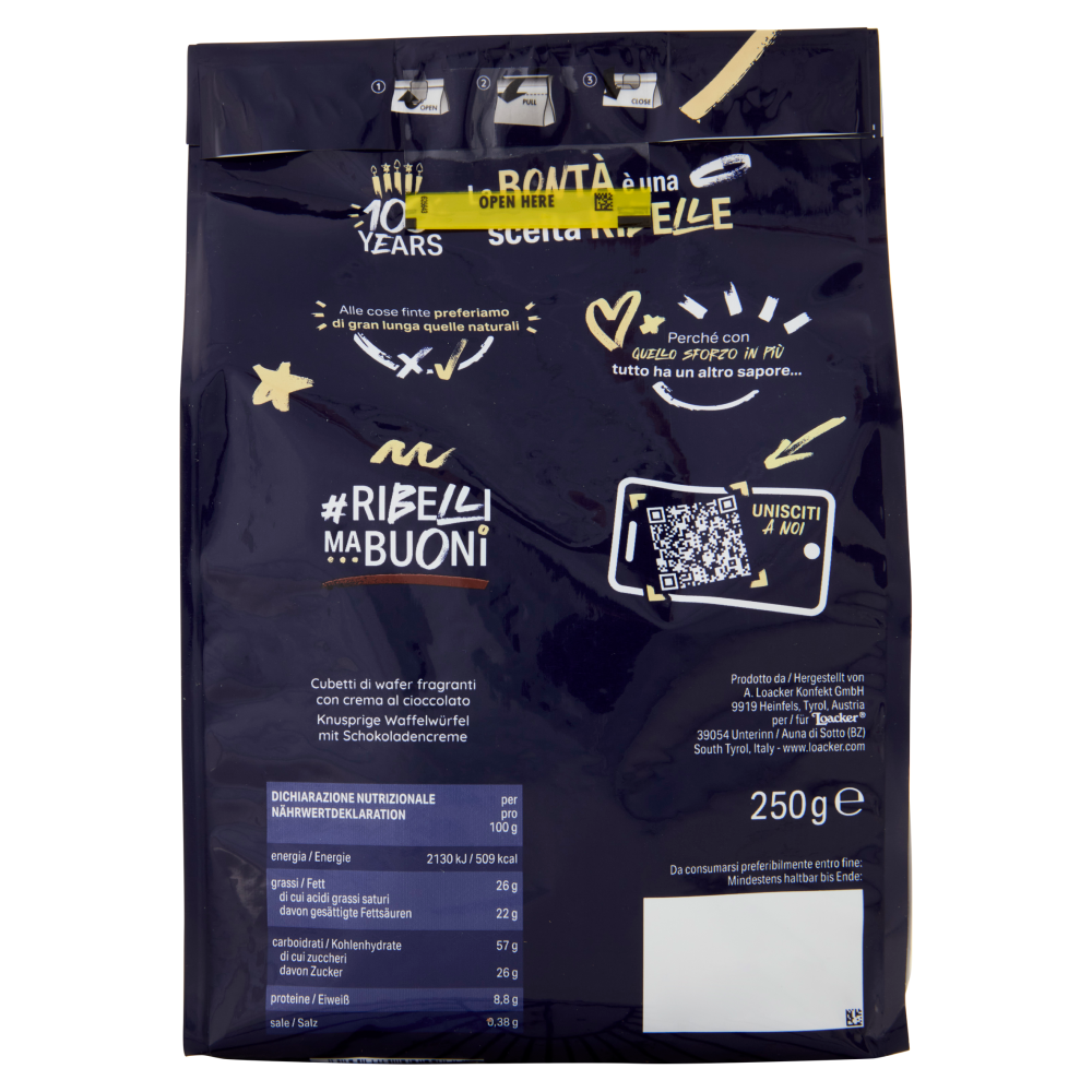 Loacker Quadratini Chocolate Wafer con crema al Cioccolato Wafers 250g