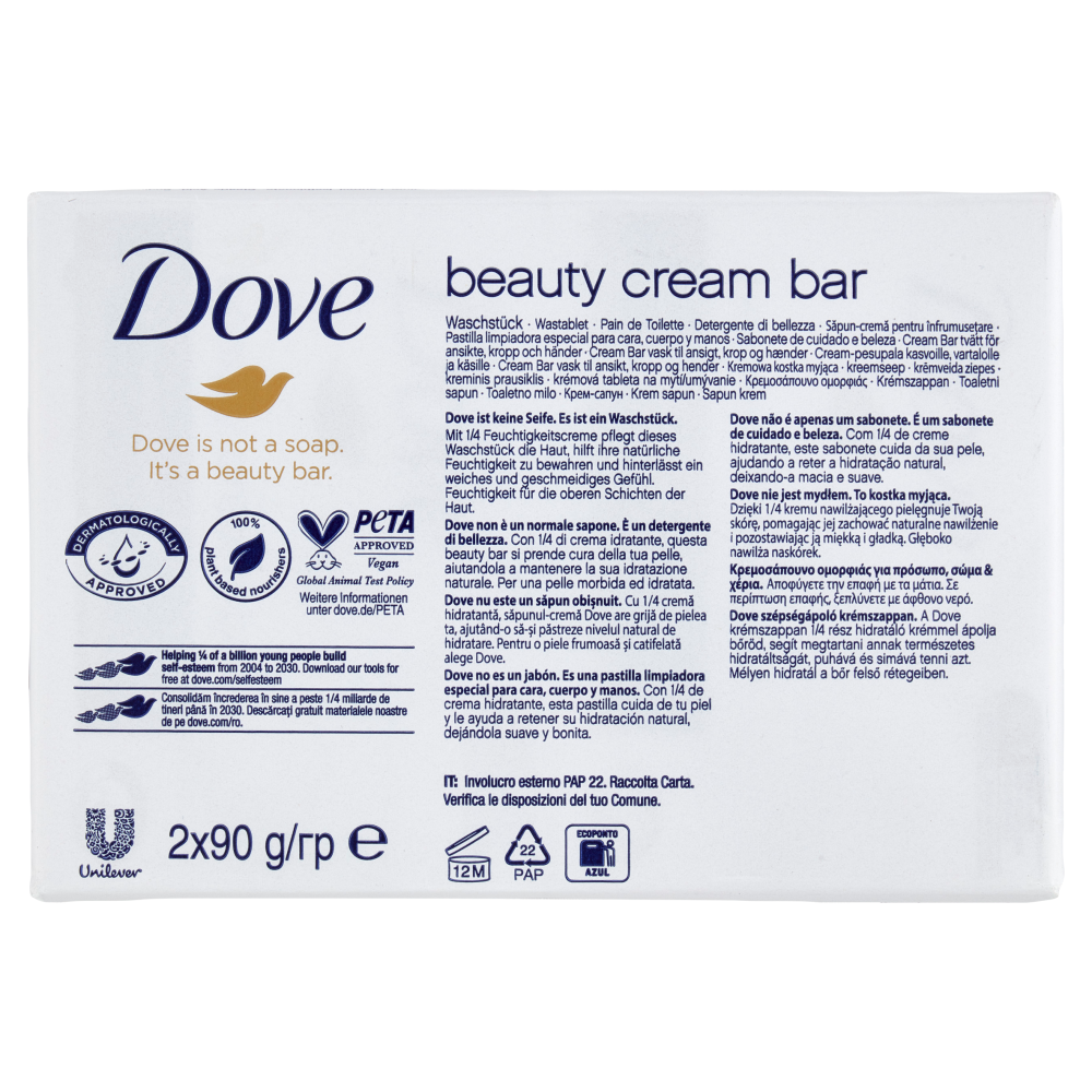 Dove beauty cream bar deep moisture for soft skin Bars 2 x 90 g