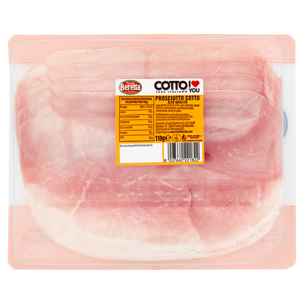 Fratelli Beretta Cotto I Love You Prosciutto Cotto Alta Qualità 110 g