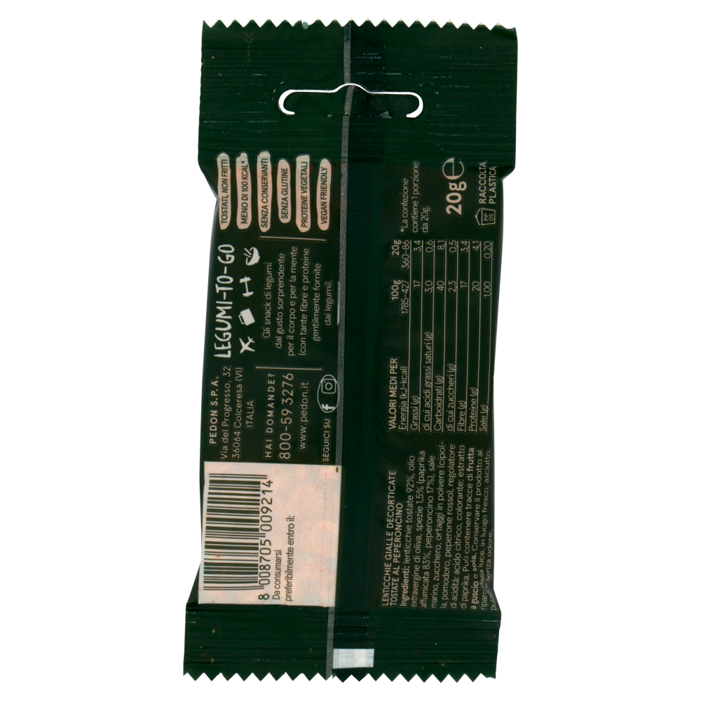 pedon I Legumi Fatti a Snack Lenticchie al Peperoncino 20 g