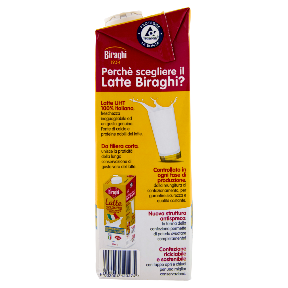 Biraghi Latte 100% Italiano Parzialmente Scremato 1 litro