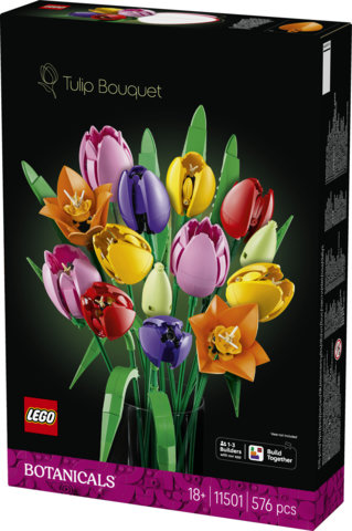 LEGO Botanicals 11501 Bouquet di Tulipani, 14 Fiori Finti da Costruire per Adulti in 5 Colori, Regalo Fai da Te per Donne