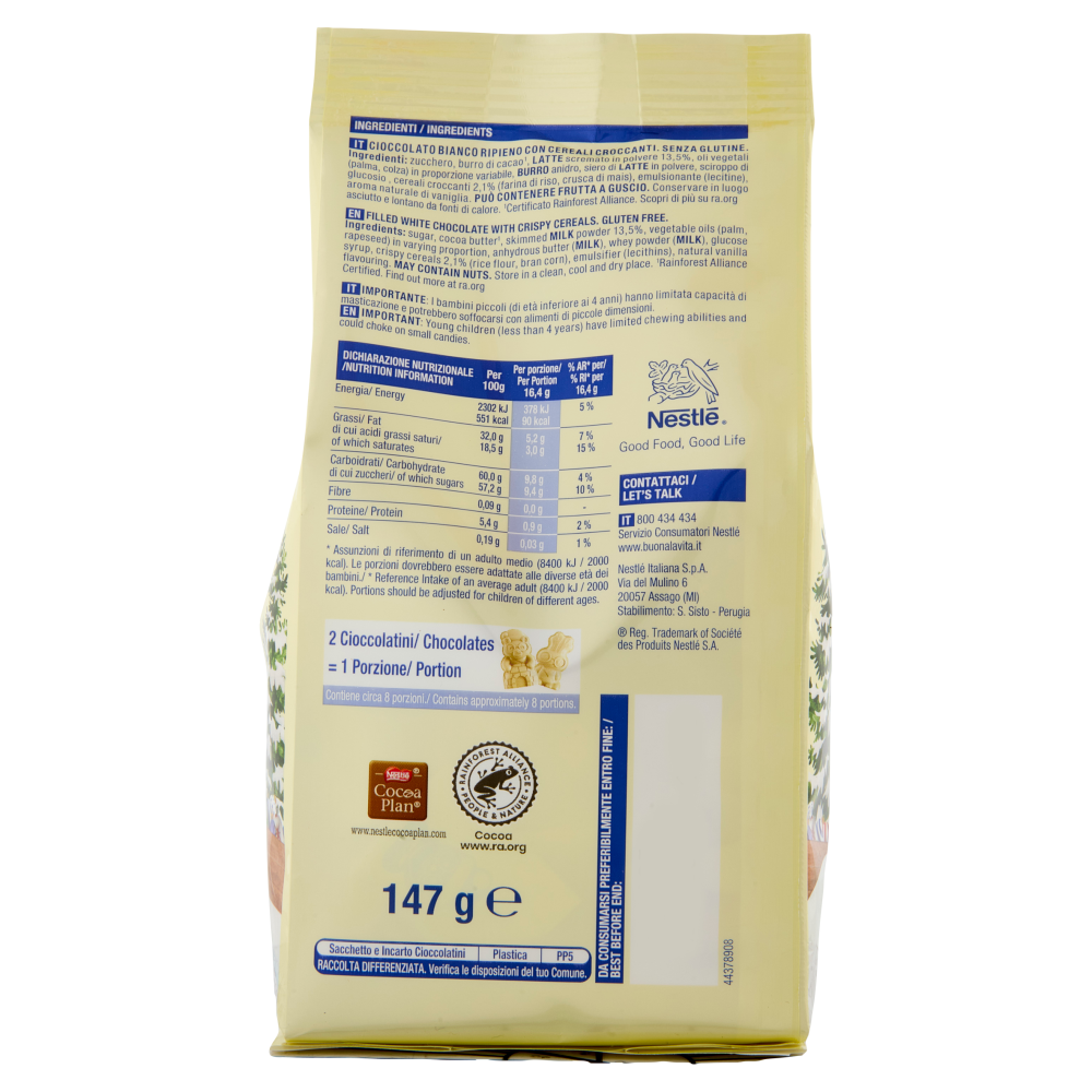 GALAK Festive Friends Personaggi di Cioccolato Bianco e Cereali Sacchetto 147g