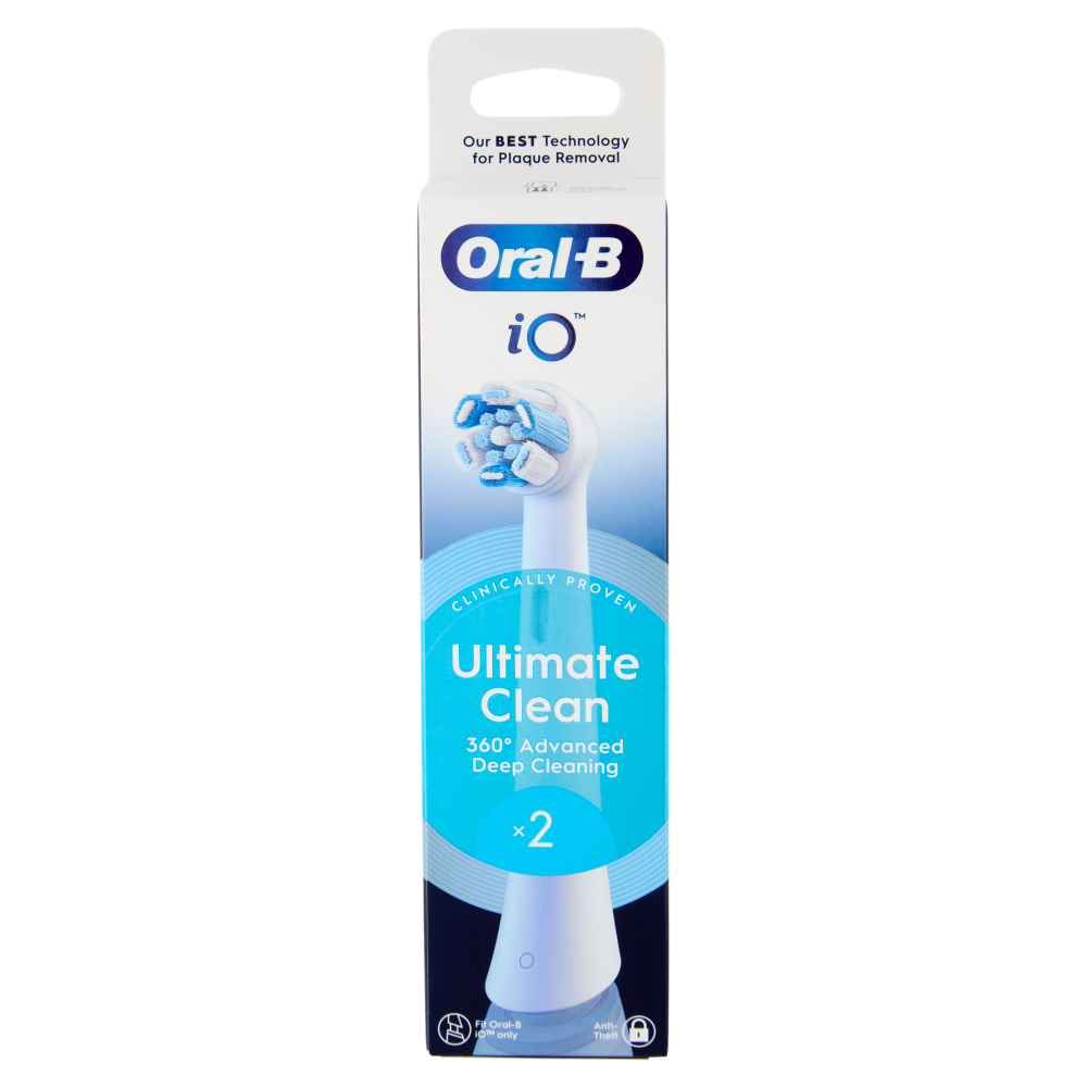 Oral-B iO Testine Ricambio Ultimate Clean Bianche Spazzolino Elettrico Denti Ricaricabile, 2 Refills