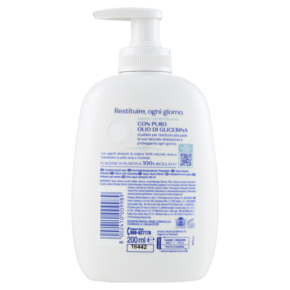 Neutro Roberts Idratante Classico Sapone Liquido 200 ml
