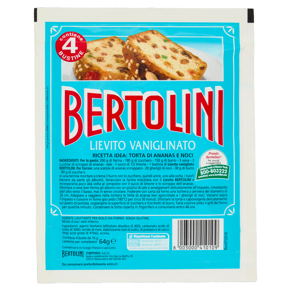 Bertolini Lievito Vaniglinato 4 x 16 g