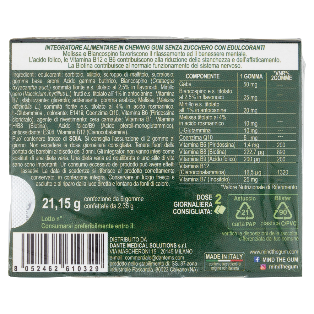 Mind The Gum Calm gomme confettate 9 x 2,35 g