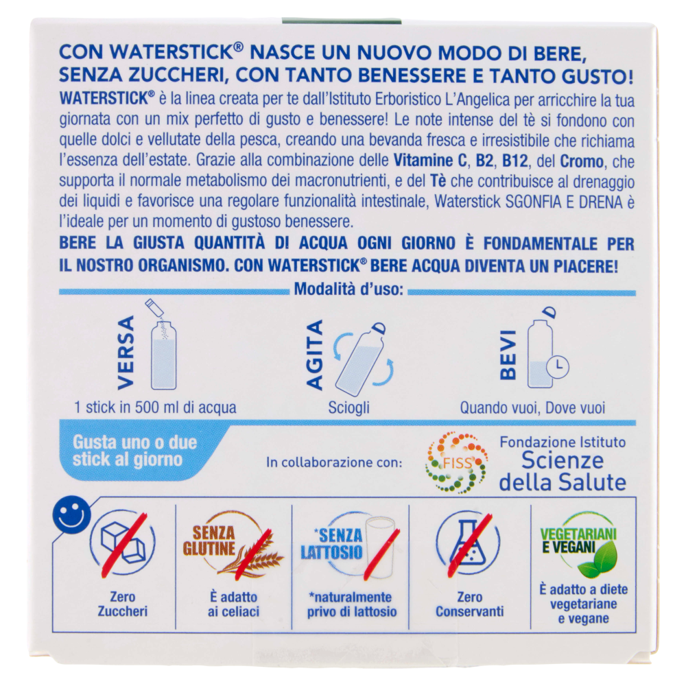 L'Angelica Waterstick Tè alla Pesca Sgonfia e Drena 12 x 2 g