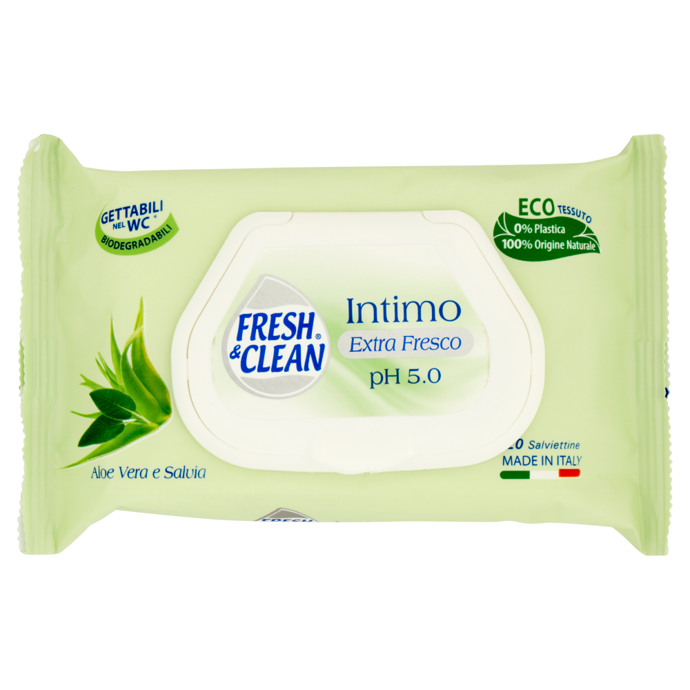 Fresh & Clean Intimo Extra Fresco pH 5.0 Salviettine Aloe Vera e Salvia 20 pz