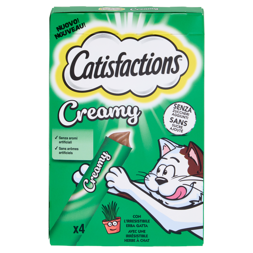 Catisfactions Snack Gatto Creamy Erba Gatta 4 x 10 g