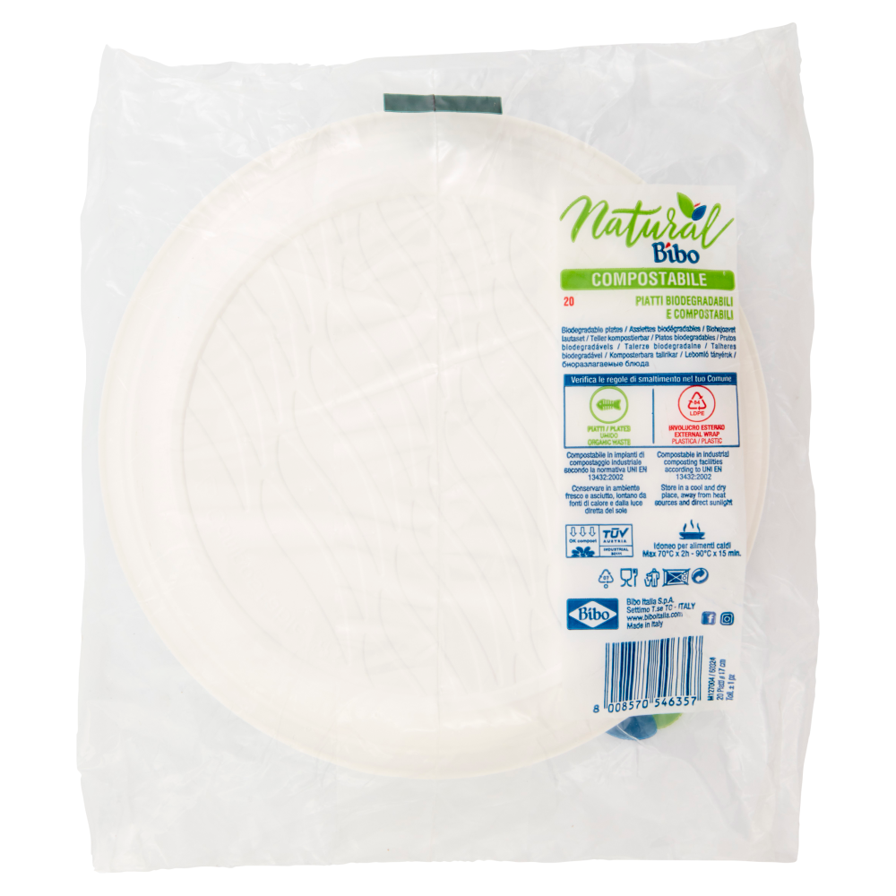 Natural Bibo piatti Biodegradabili e compostabili 20 pz