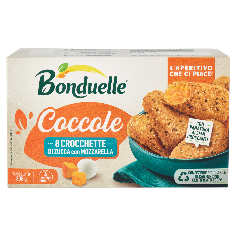 Bonduelle Coccole 8 Crocchette di Zucca con Mozzarella Surgelato 305 g