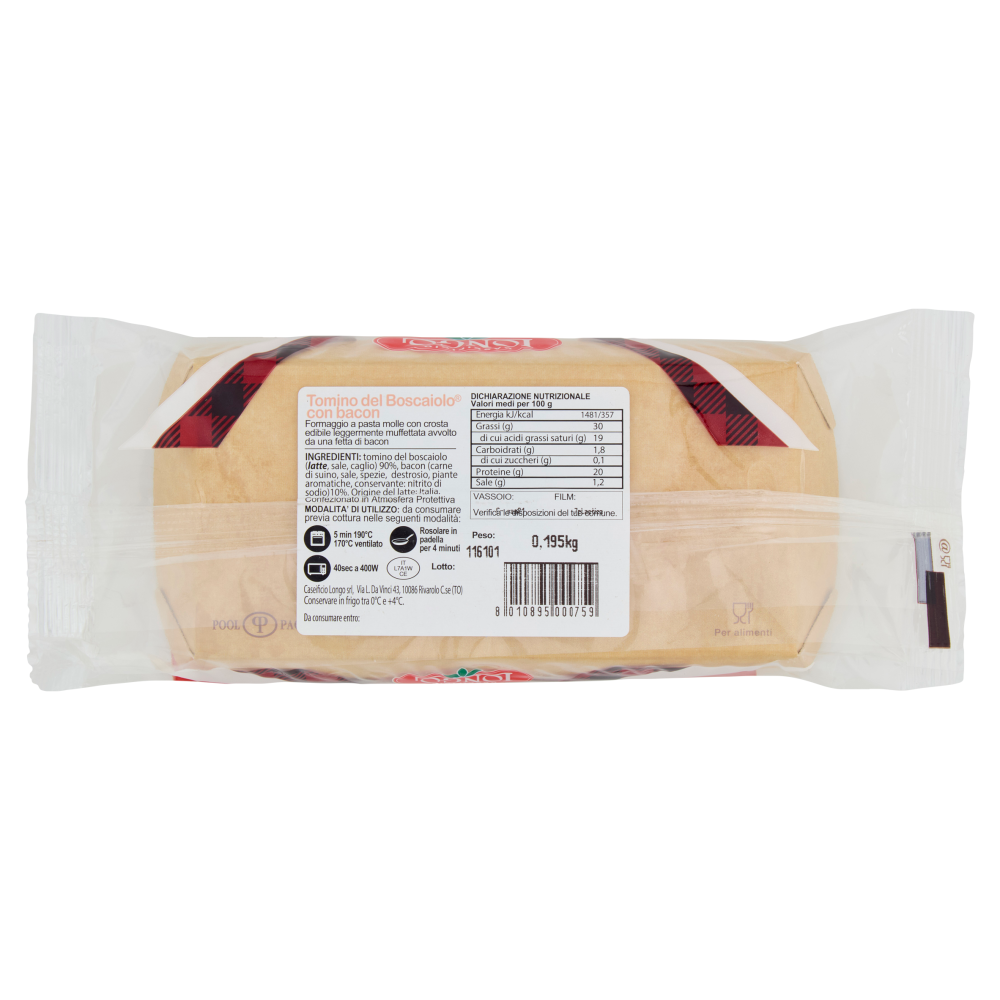 Caseificio Longo Tomino del Boscaiolo con bacon 0,195 Kg