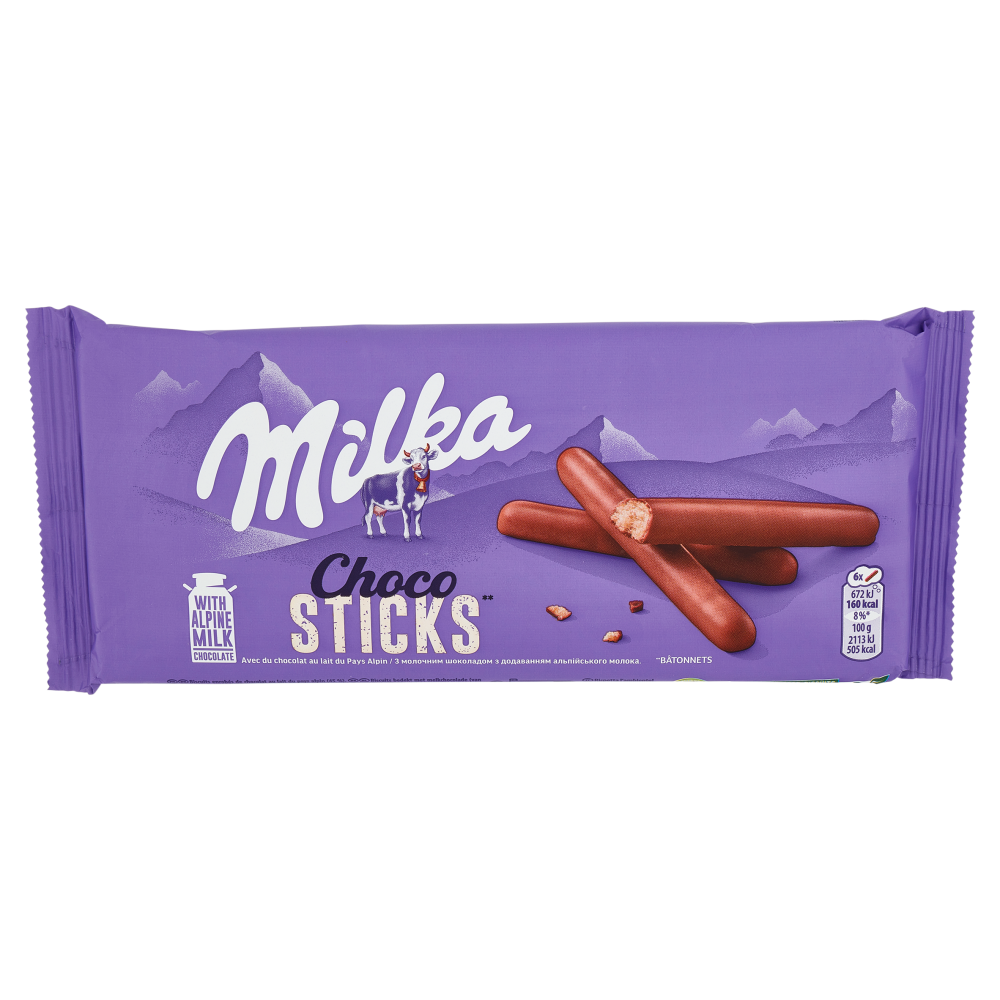 Milka Choco Sticks, biscotti sticks ricoperti di cioccolato al latte Milka -  112g