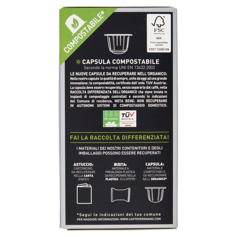 Caffè Vergnano 1882 Èspresso1882 Intenso Compostabile** Capsule Compatibili Nespresso* 10 x 5 g