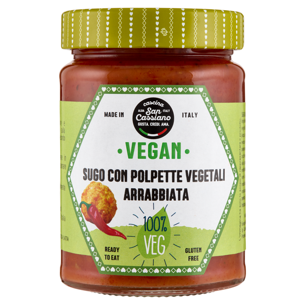cascina San Cassiano Vegan Sugo con Polpette Vegetali Arrabbiata 290 g