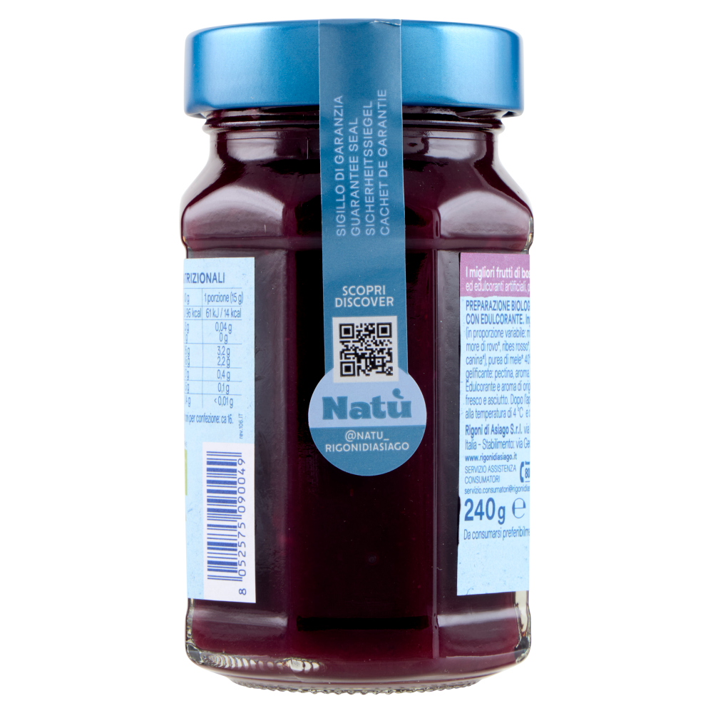 Rigoni di Asiago Nat&ugrave; Senza Zuccheri Aggiunti&deg; Frutti di bosco bio 240 g