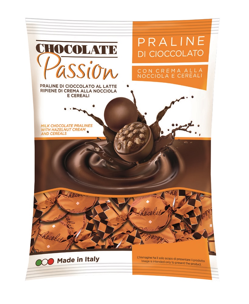 Praline di Cioccolato al Latte Ripiene di Crema alla Nocciola e Cereali 105 g