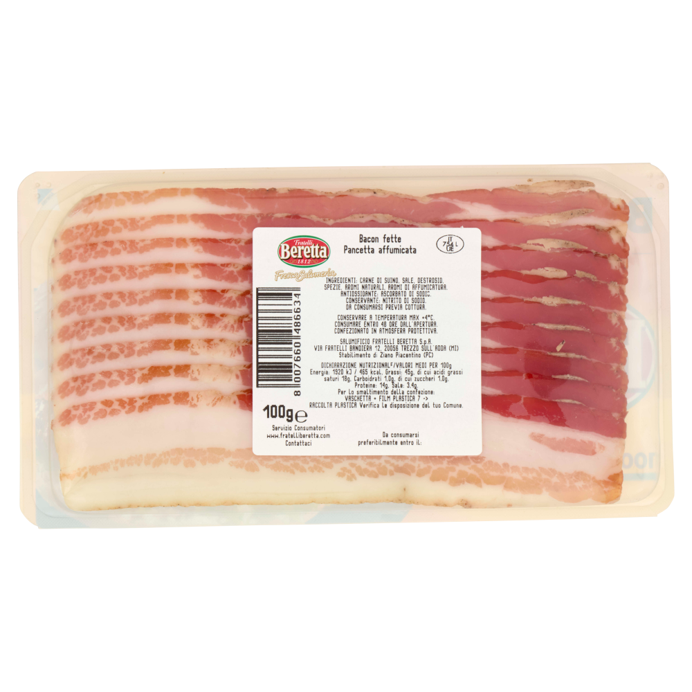 Fratelli Beretta Bacon Fette Pancetta Affumicata 100 g