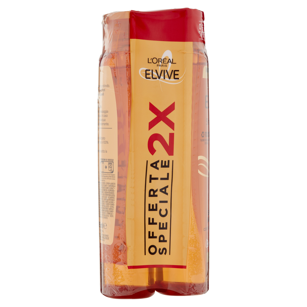 L'Or&eacute;al Paris Shampoo Elvive Olio Straordinario, Azione Nutriente Capelli Secchi, Confezione da 2